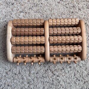 Theraflow Wooden Dual Foot Reflexology Massager Foot Pain Plantar Fasciitis.